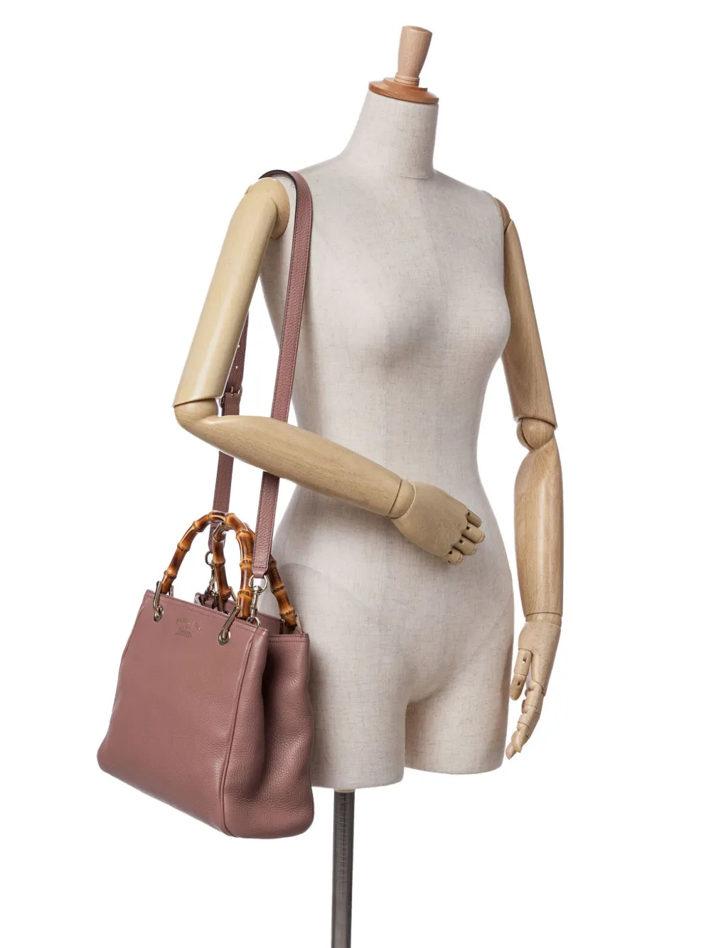 Gucci Pre-Owned Borsa shopper piccola in pelle di vitello e bambù 2016-2024 | Image 7