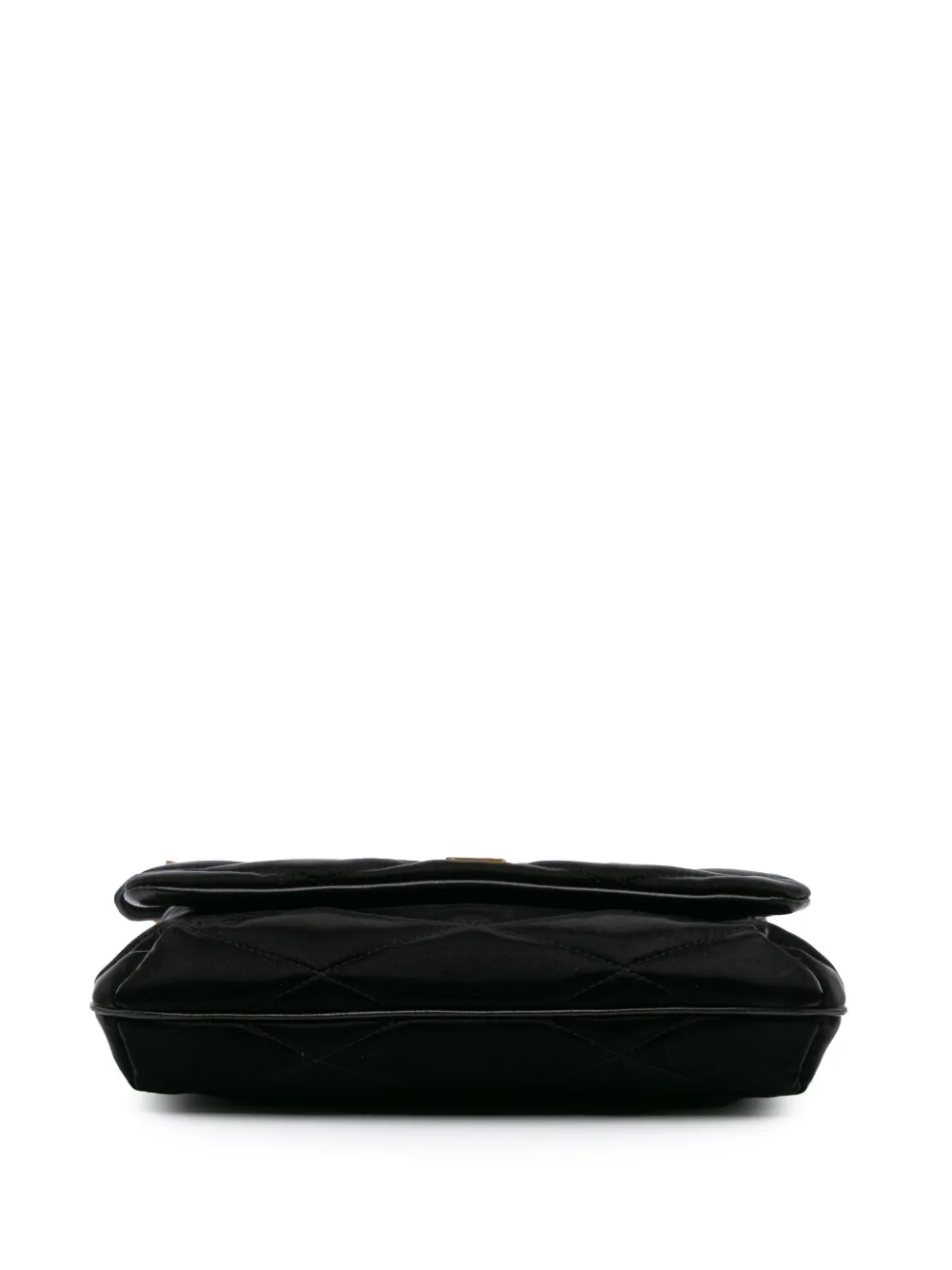 Pre-owned Saint Laurent 2022 Quilted Satin Le 57 Shoulder Bag In Black