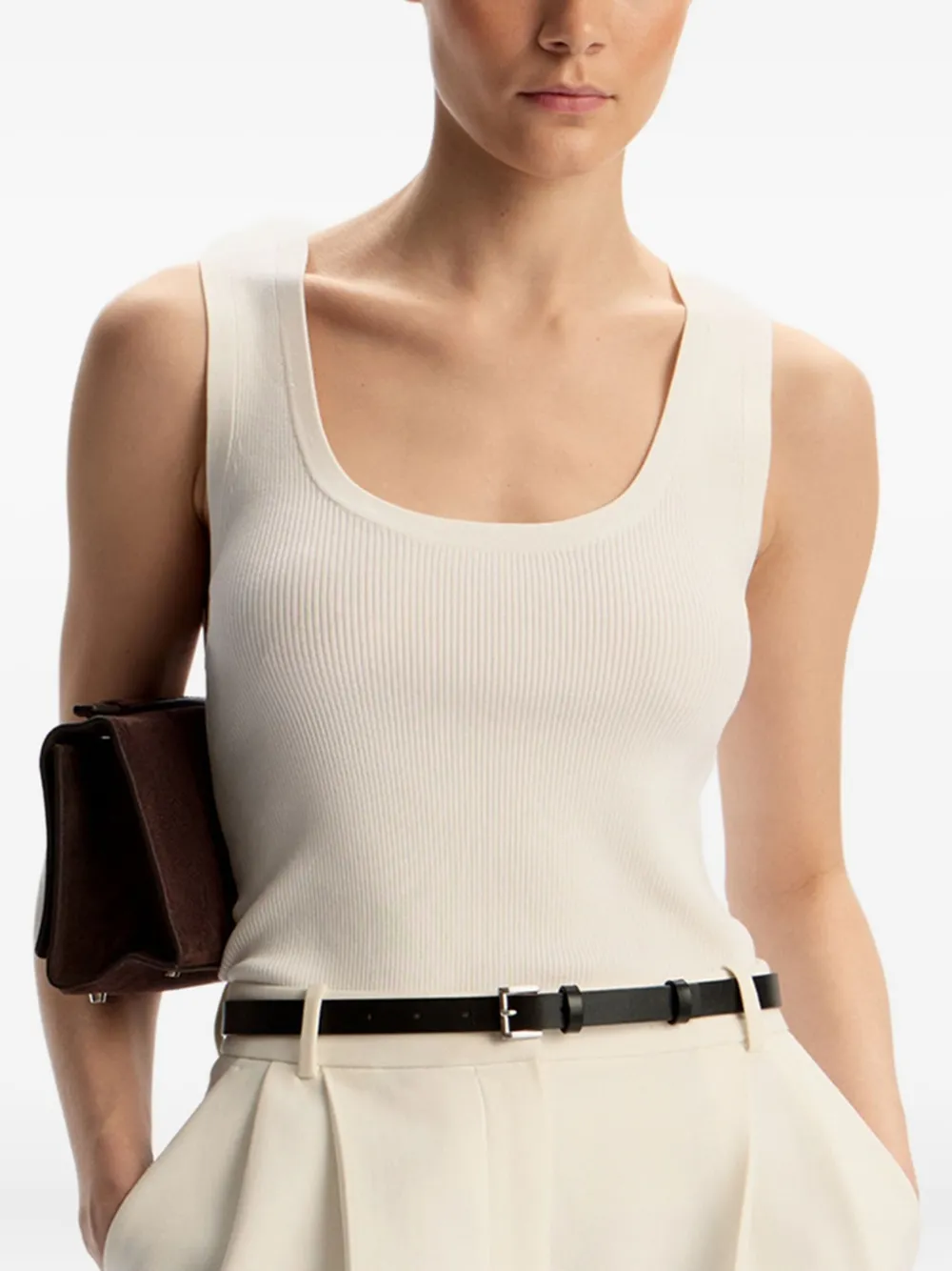 12 STOREEZ Tanktop met vierkante hals Wit