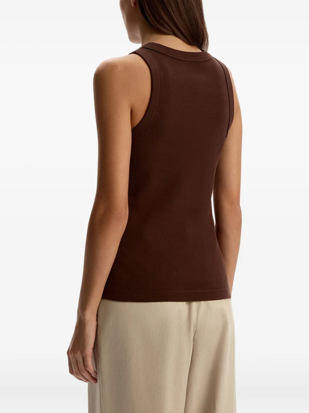 12 STOREEZ Geribbelde tanktop Bruin