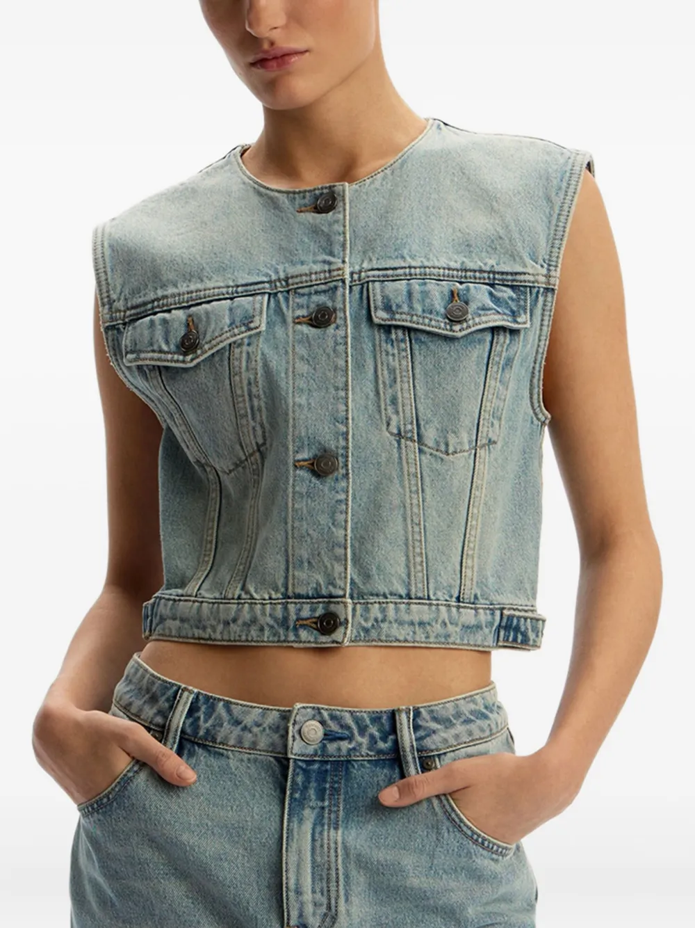 12 STOREEZ Denim gilet Blauw