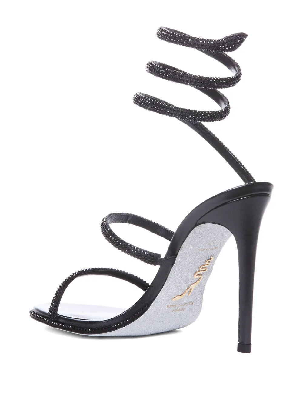 René Caovilla 105mm leather sandals Black