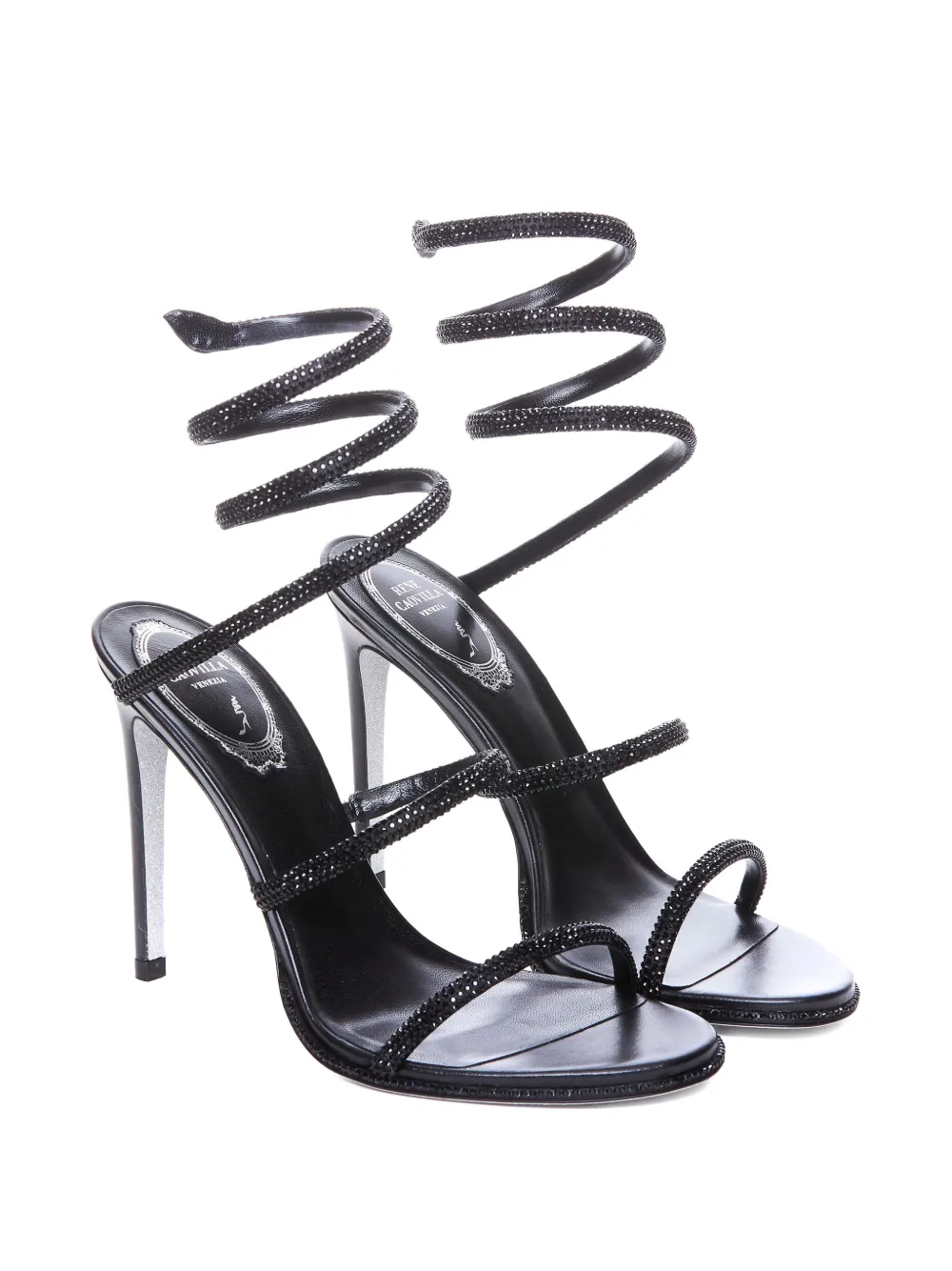 René Caovilla 105mm leather sandals Black
