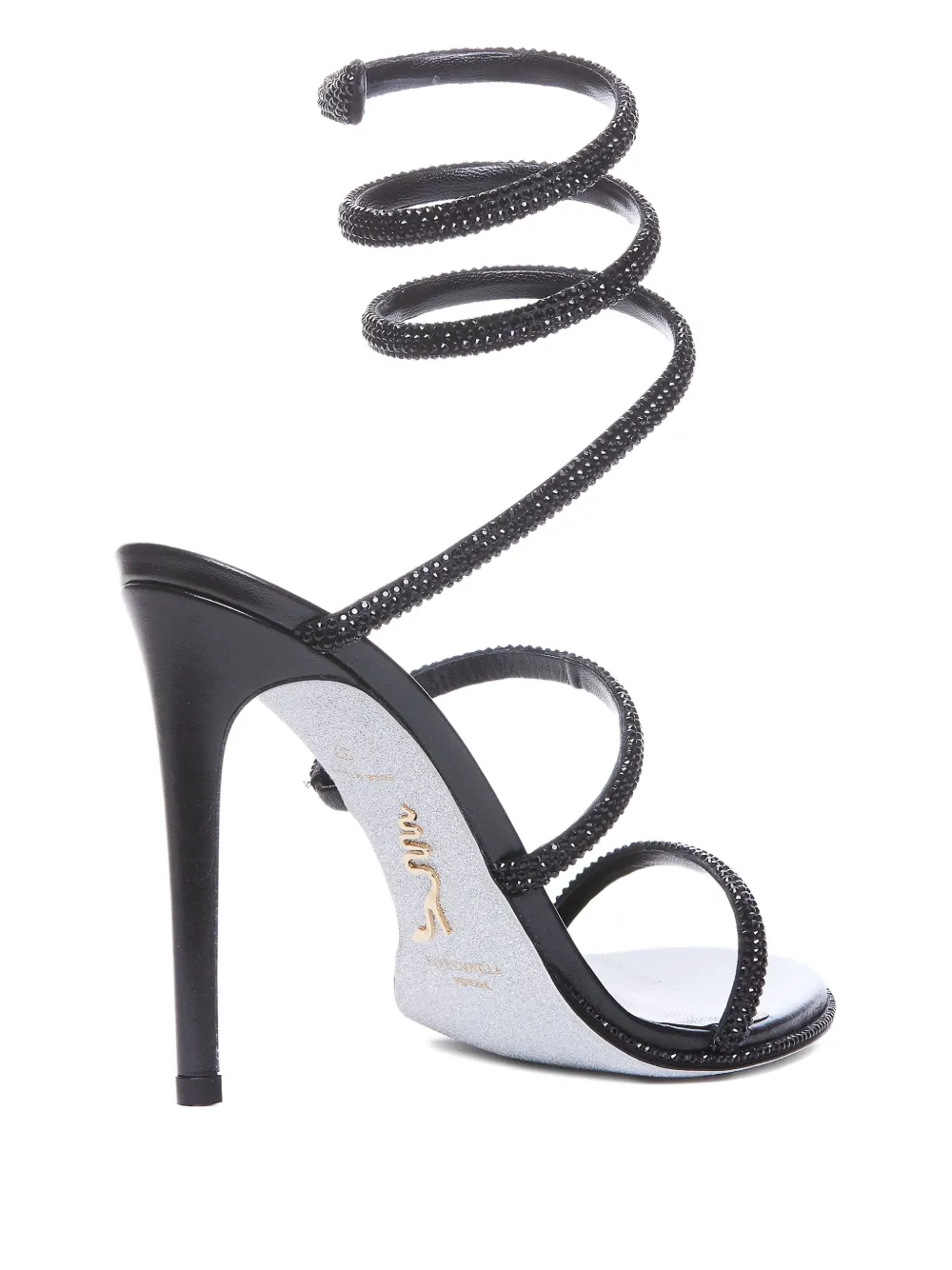 René Caovilla 105mm leather sandals Black