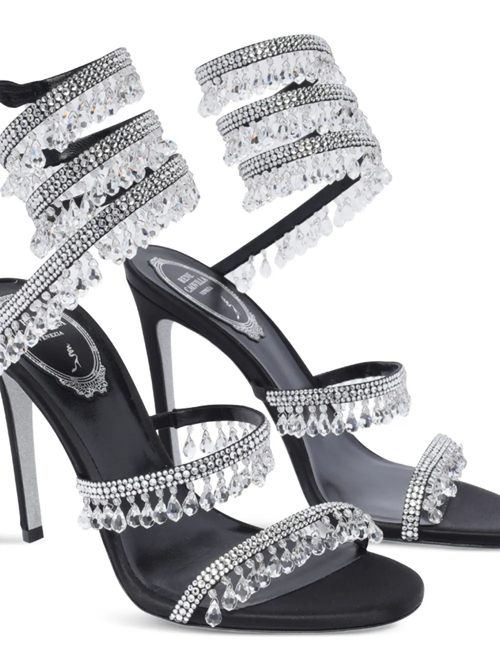 René Caovilla 105mm crystal-embellished sandals Black