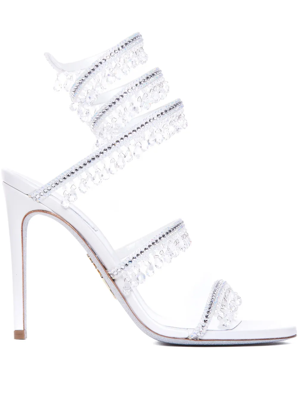 René Caovilla 105mm leather sandals White