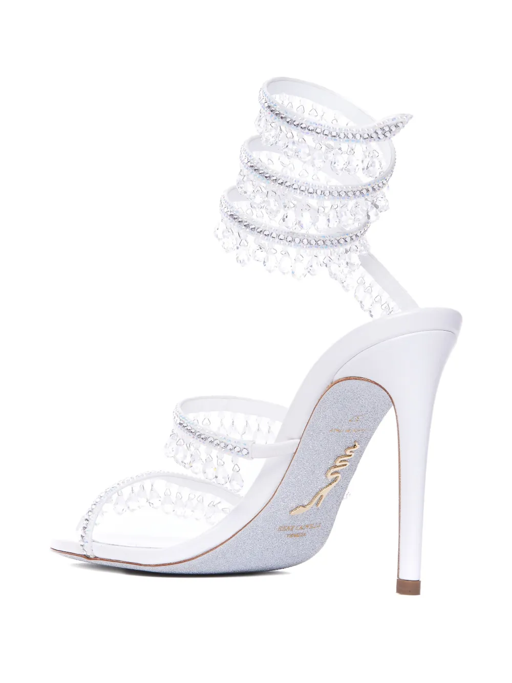 René Caovilla 105mm leather sandals White