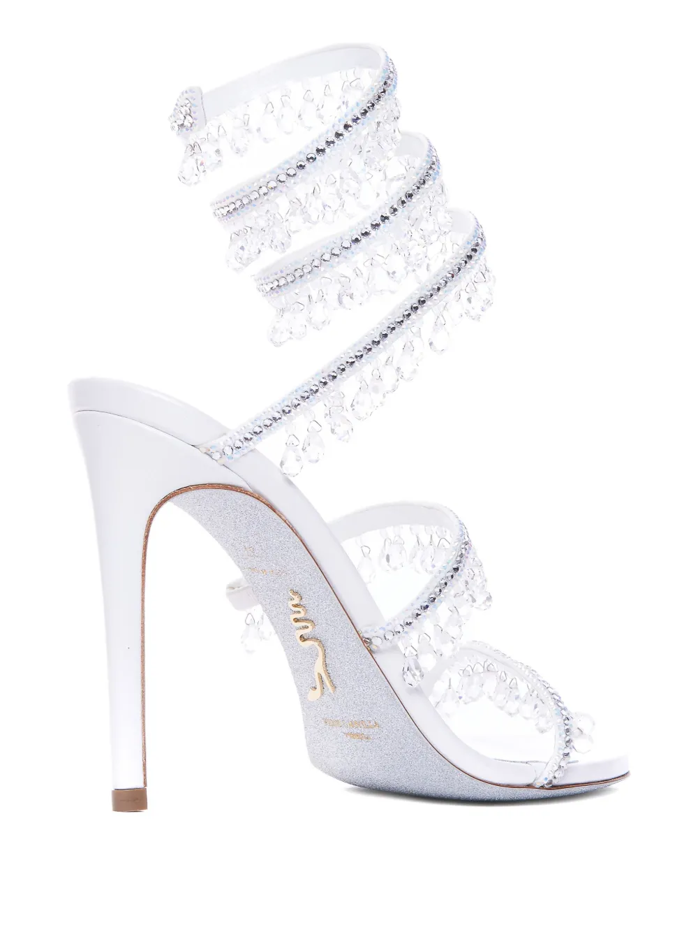 René Caovilla 105mm leather sandals White