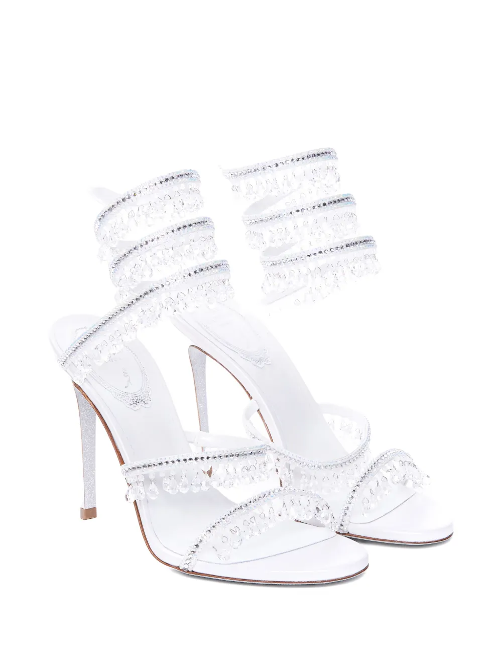 René Caovilla 105mm leather sandals White