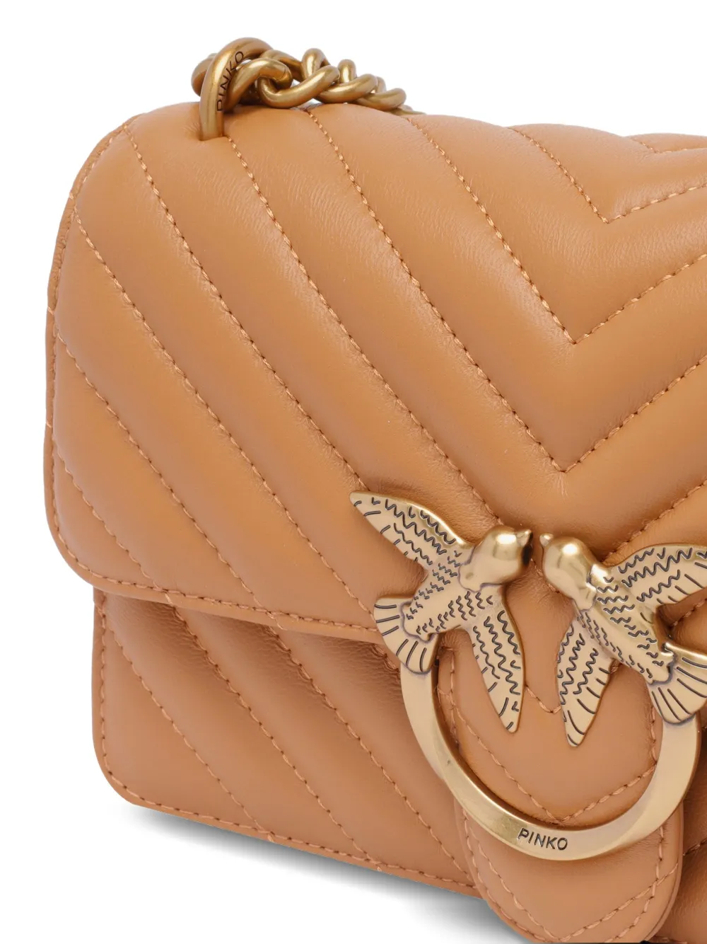 Shop Pinko Mini Love One Crossbody Bag In Brown