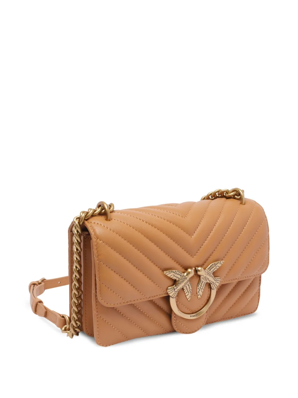 Shop Pinko Mini Love One Crossbody Bag In Brown