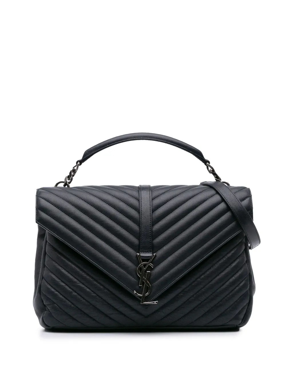 Saint Laurent Pre-Owned 2016 Large Sheepskin Chevron Monogram College satchel | Blue | Image 1