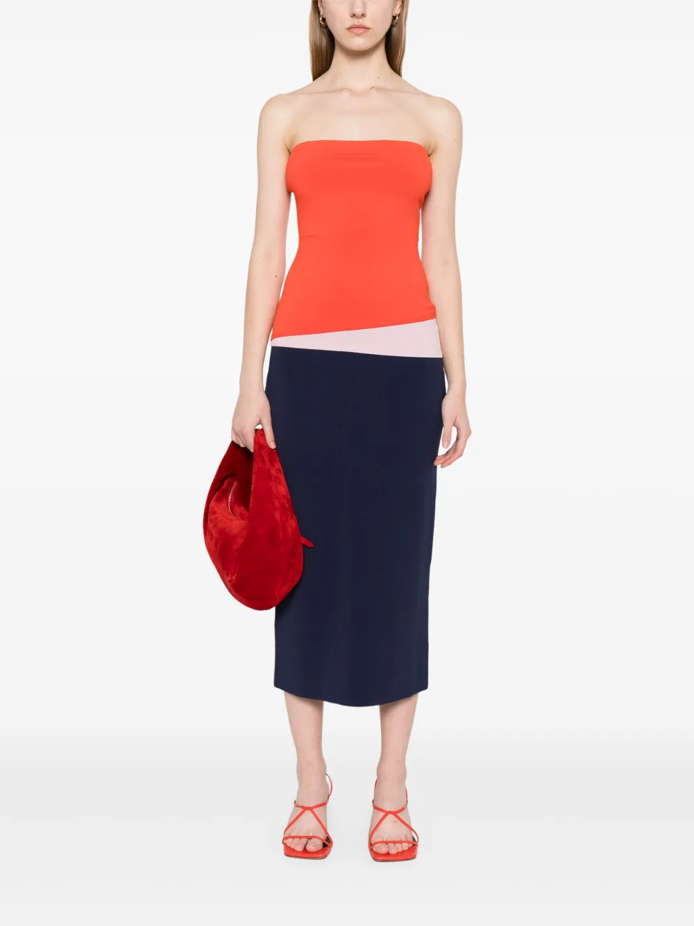 STAUD La Serena midi-jurk - Oranje
