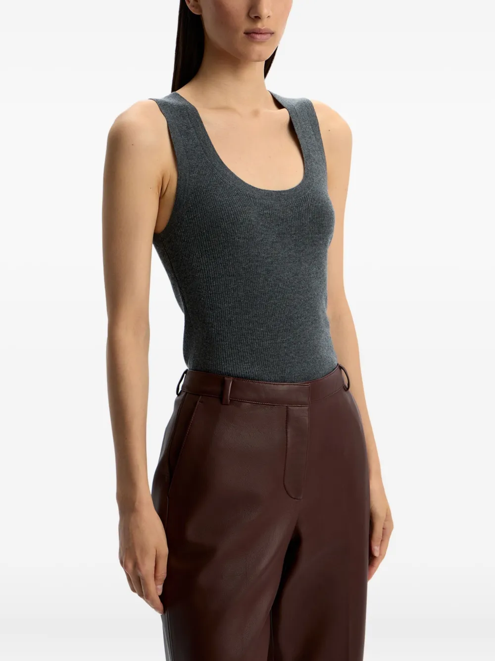 12 STOREEZ Geribbelde tanktop Grijs