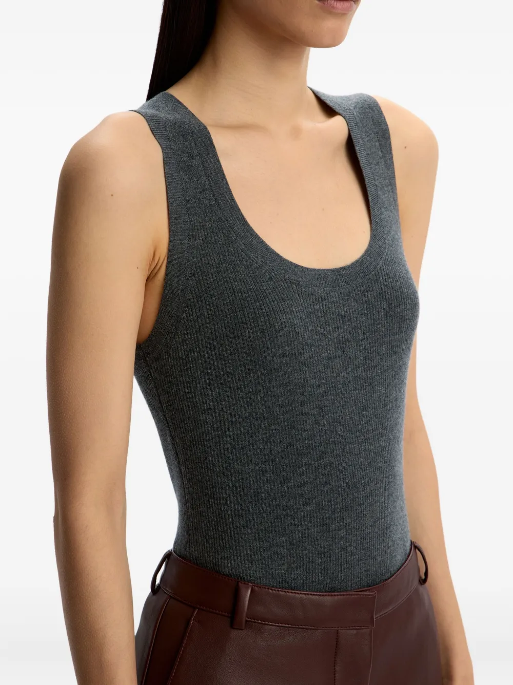 12 STOREEZ Geribbelde tanktop Grijs
