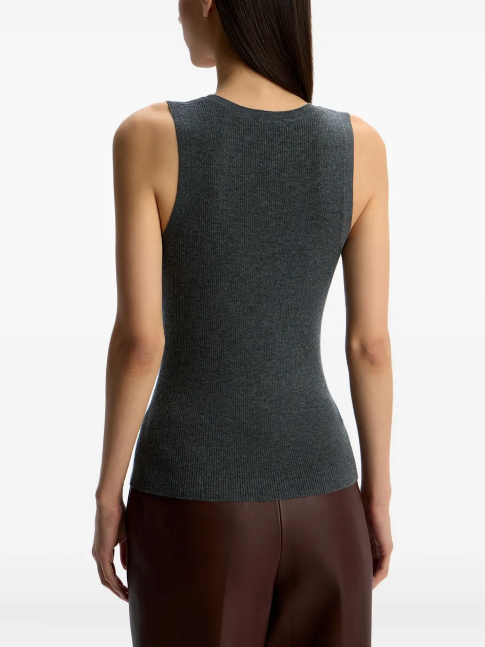 12 STOREEZ Geribbelde tanktop Grijs