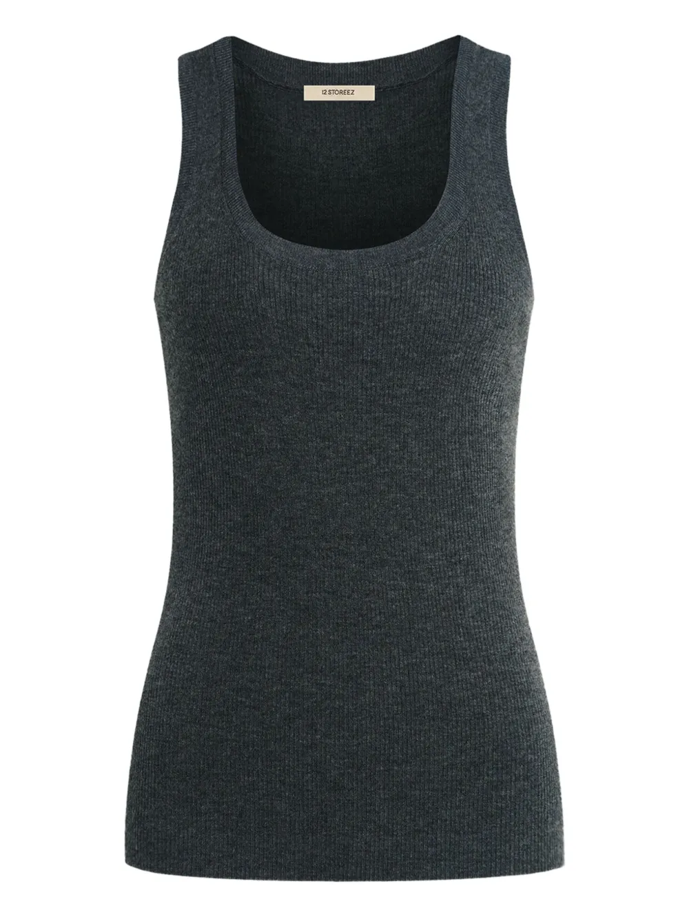 12 STOREEZ ribbed tank top | Grey | Image 1