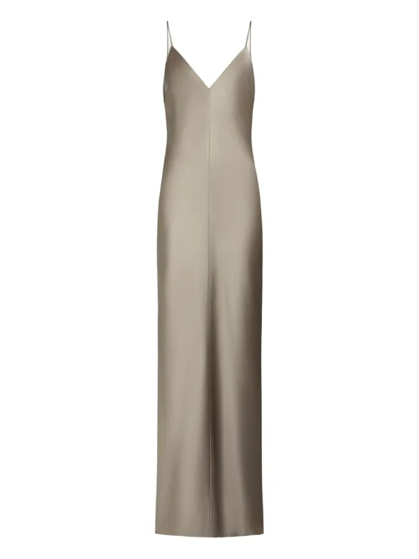 brown slip dress maxi Designer Full Length Slip Dress