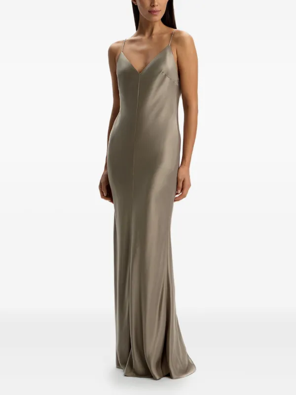 brown slip maxi dress Deep V Neck Slip Maxi Dress – Thread Thesis main image 1