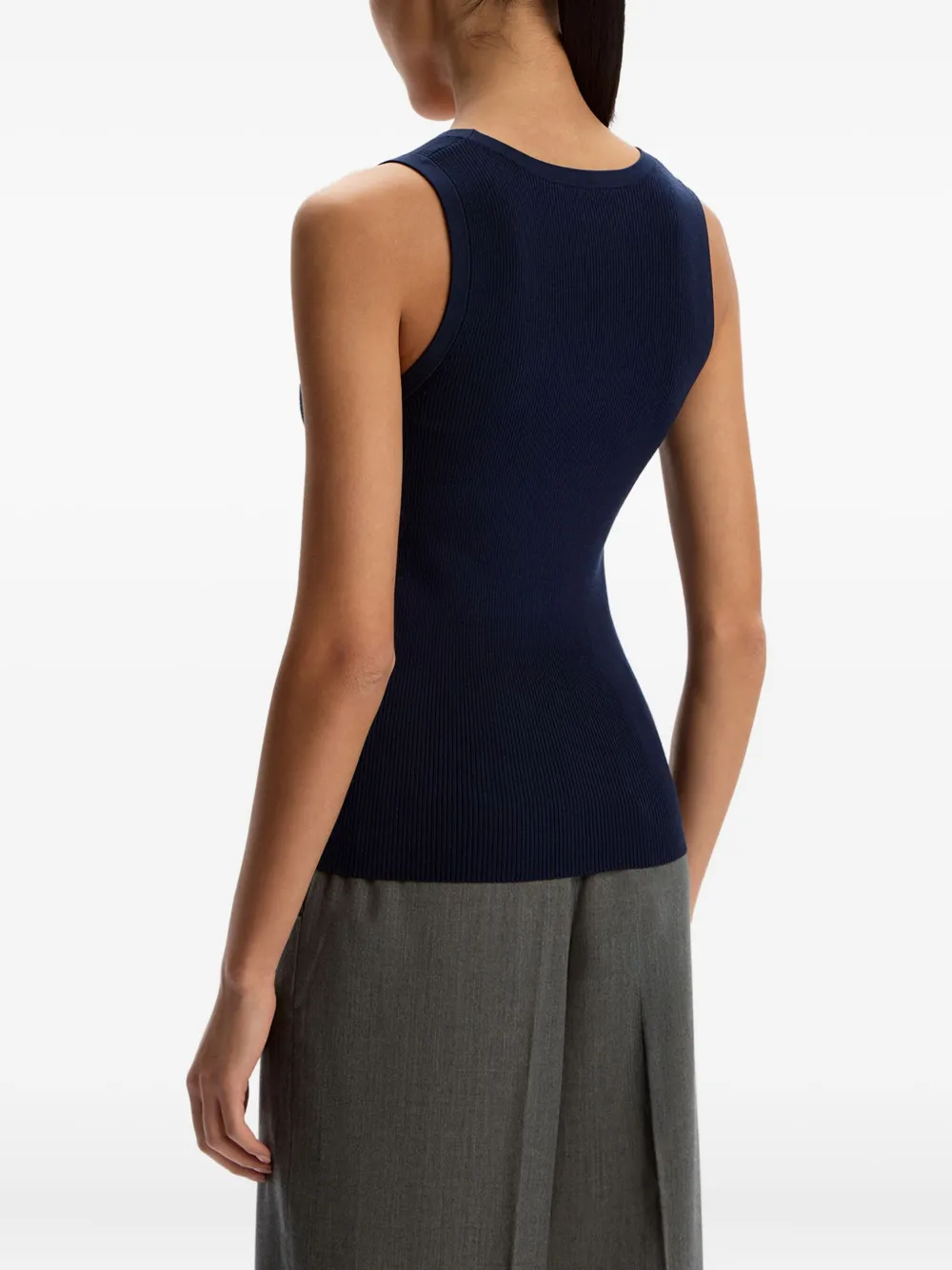 12 STOREEZ Geribbelde tanktop Blauw