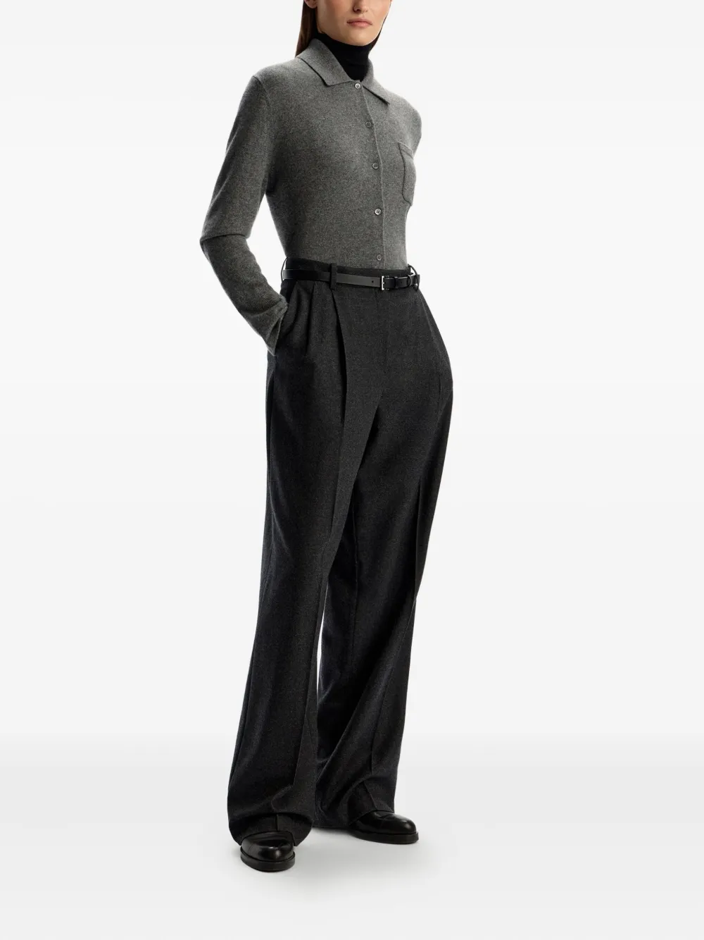 12 STOREEZ Pantalon met wijde pijpen Grijs