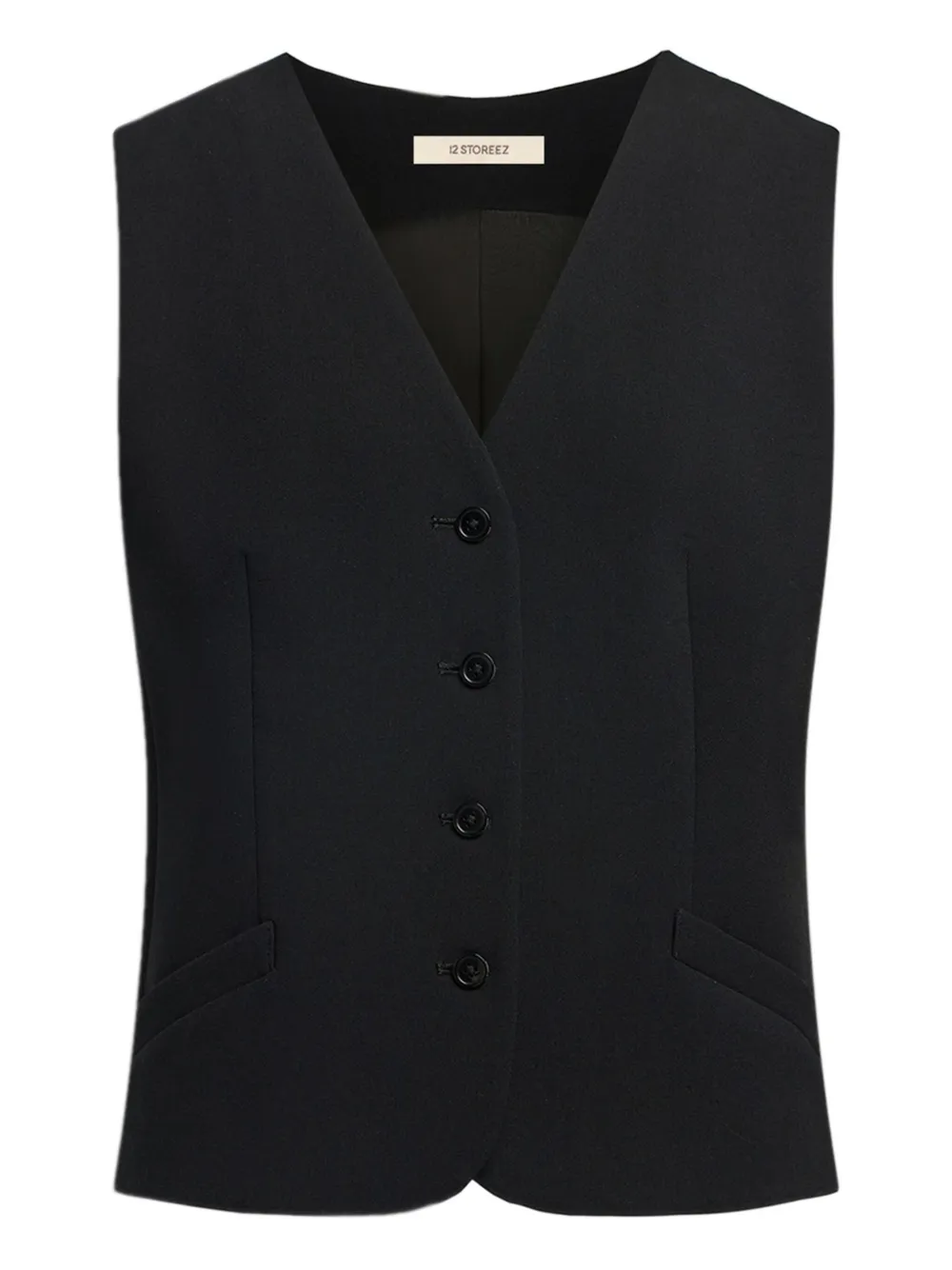 12 STOREEZ button-detail sleeveless vest | Black | Image 1