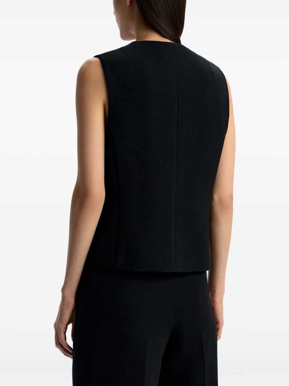 12 STOREEZ Mouwloze spencer met knoopdetail Zwart