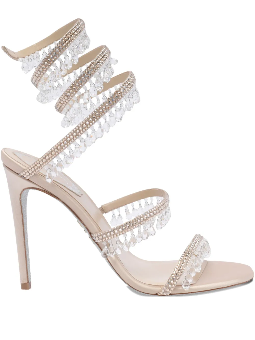 René Caovilla 105mm crystal-embellished sandals Neutrals