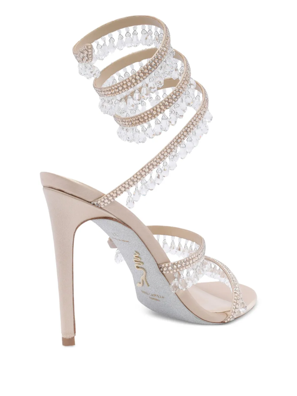 René Caovilla Sandalen verfraaid met kristallen Beige