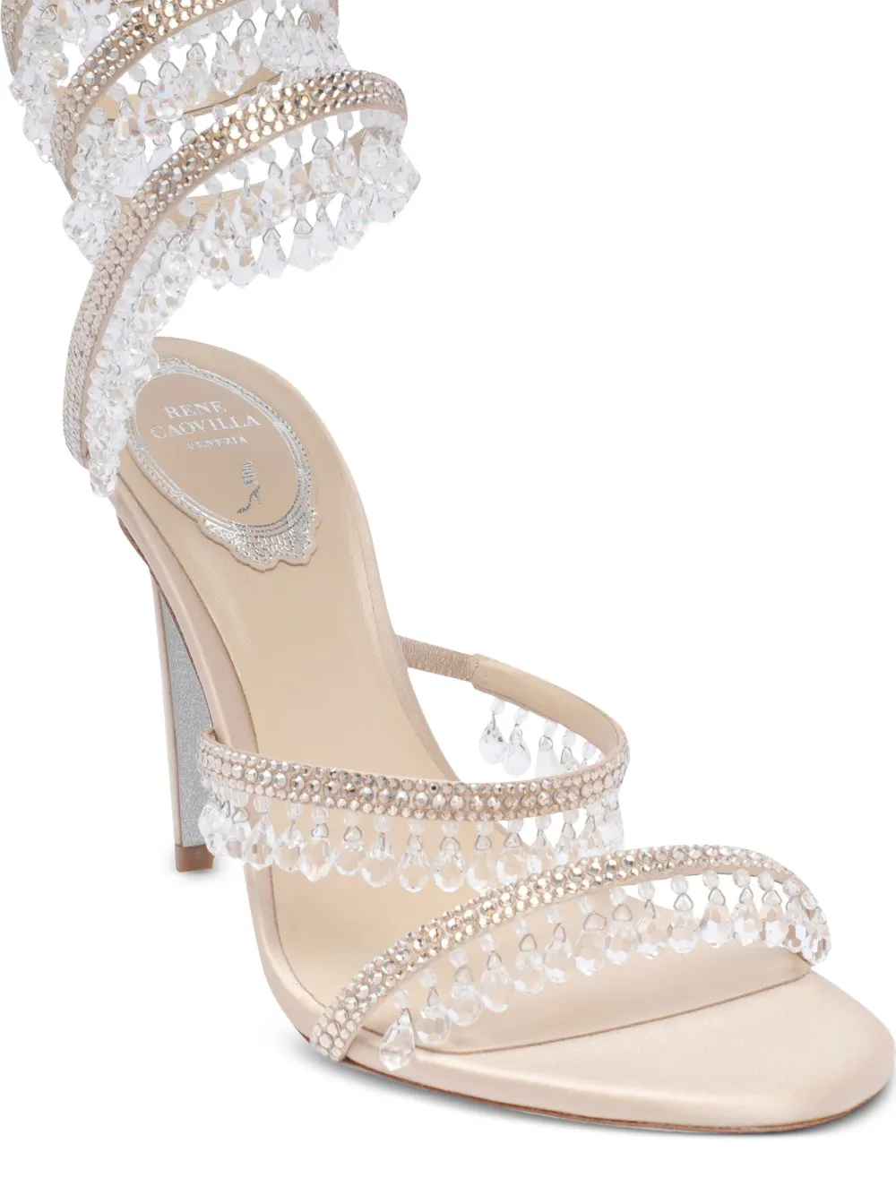René Caovilla Sandalen verfraaid met kristallen Beige
