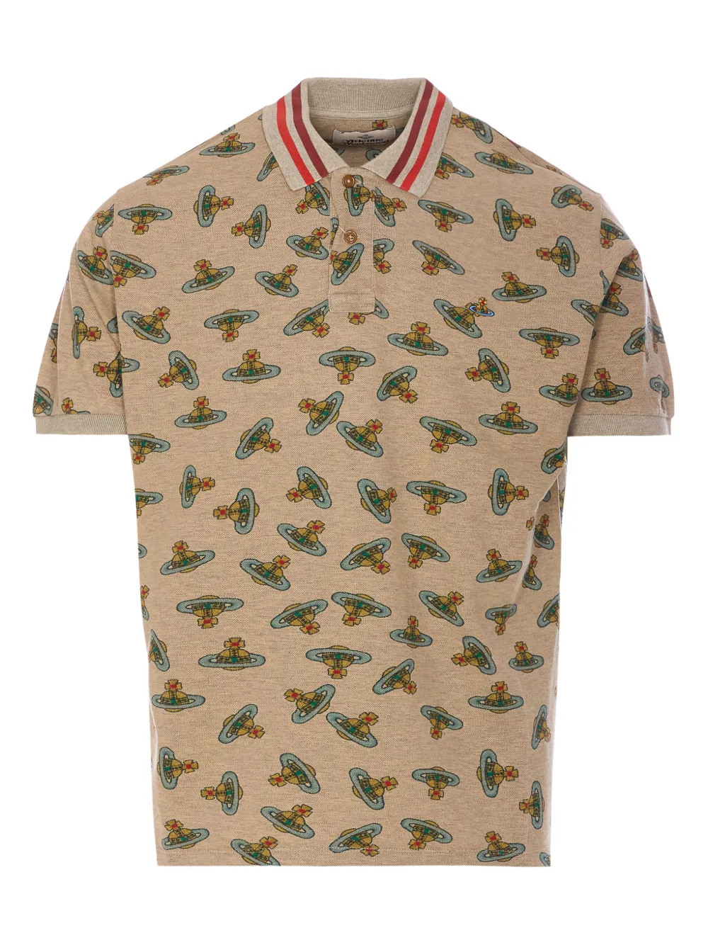 Vivienne Westwood Orb Logo Print Polo Shirt In Neutrals