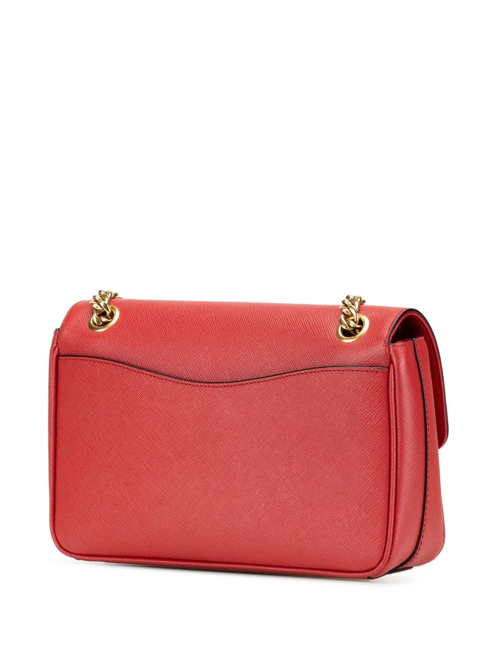 Pre-owned Prada 2000-2024 Saffiano Pattina Chain Crossbody Bag In Red