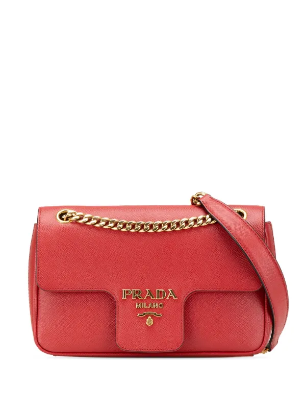 Prada Pre-Owned 2000-2024 Saffiano Pattina Chain Crossbody Bag Red  FARFETCH ID