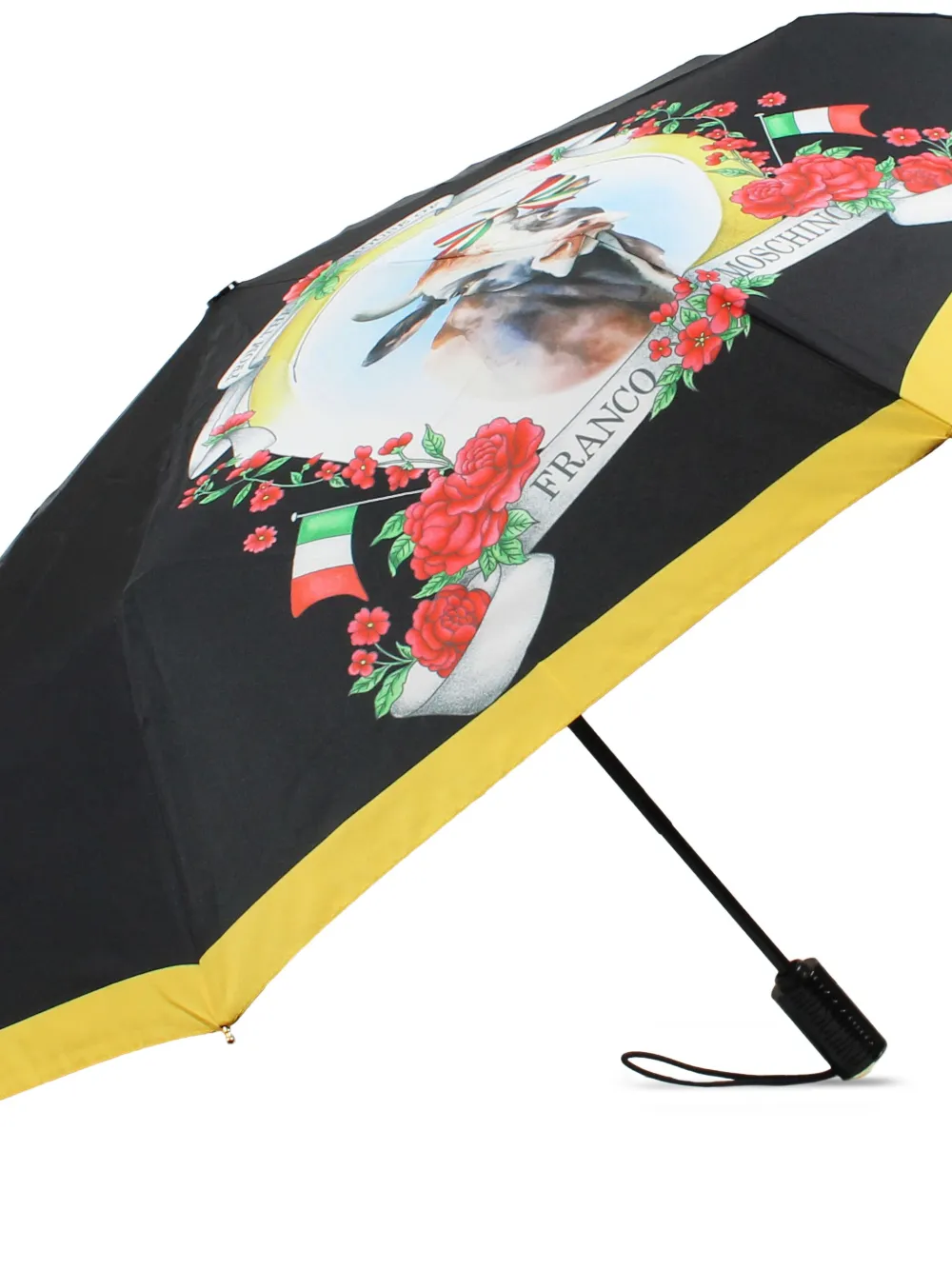 Moschino Cow-print Umbrella In Black