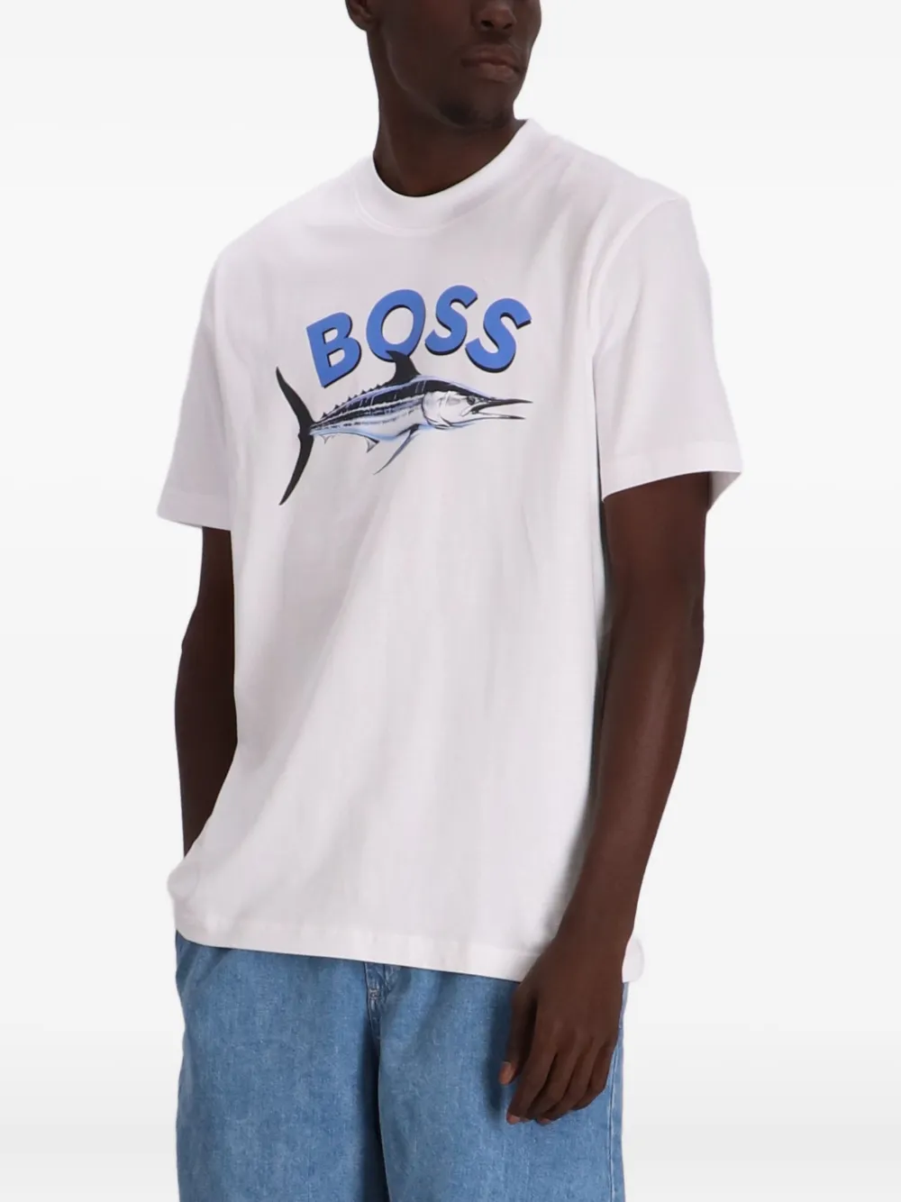 BOSS T-shirt met grafische print Wit