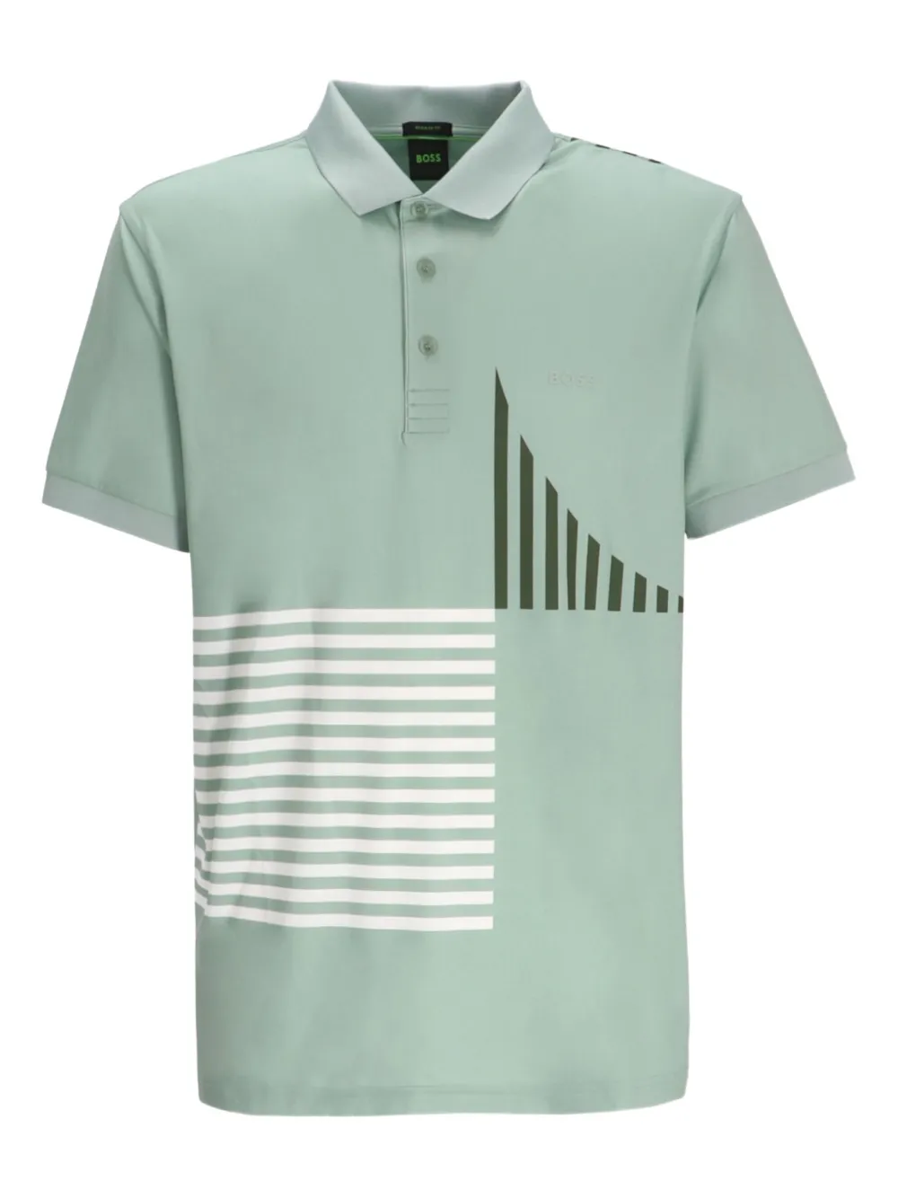 Hugo Boss Paddy Active Stretch-jersey Polo Shirt With Digital Print In Gray