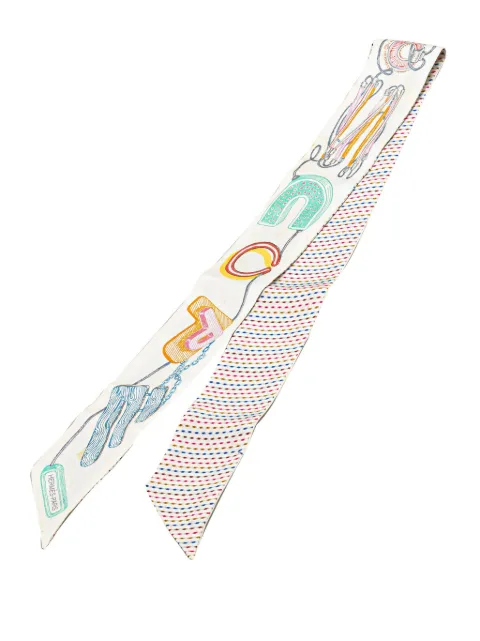Hermès Pre-Owned 2020-2020 Chevaloscope Neon Embroidered Silk Twilly Scarf scarves
