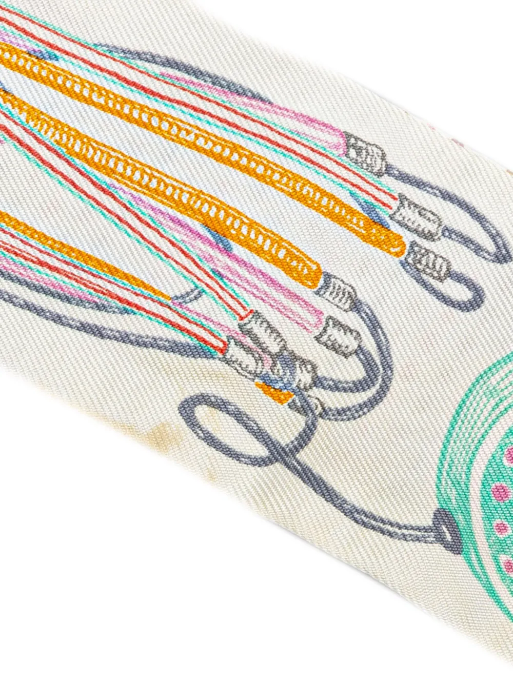Pre-owned Hermes 2020-2020 Chevaloscope Neon Embroidered Silk Twilly Scarf Scarves In Multicolour