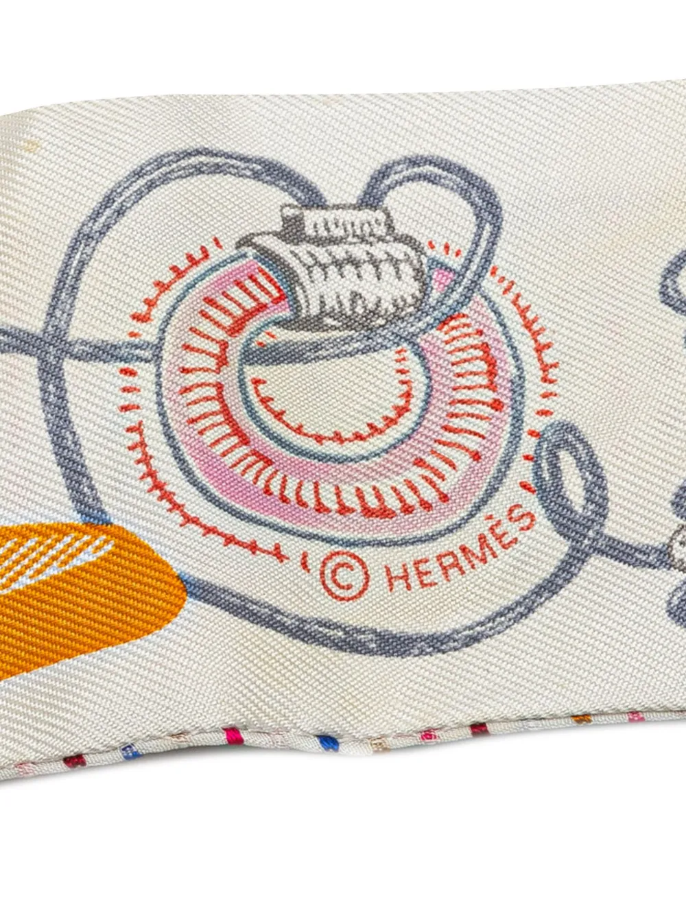 Pre-owned Hermes 2020-2020 Chevaloscope Neon Embroidered Silk Twilly Scarf Scarves In Multicolour