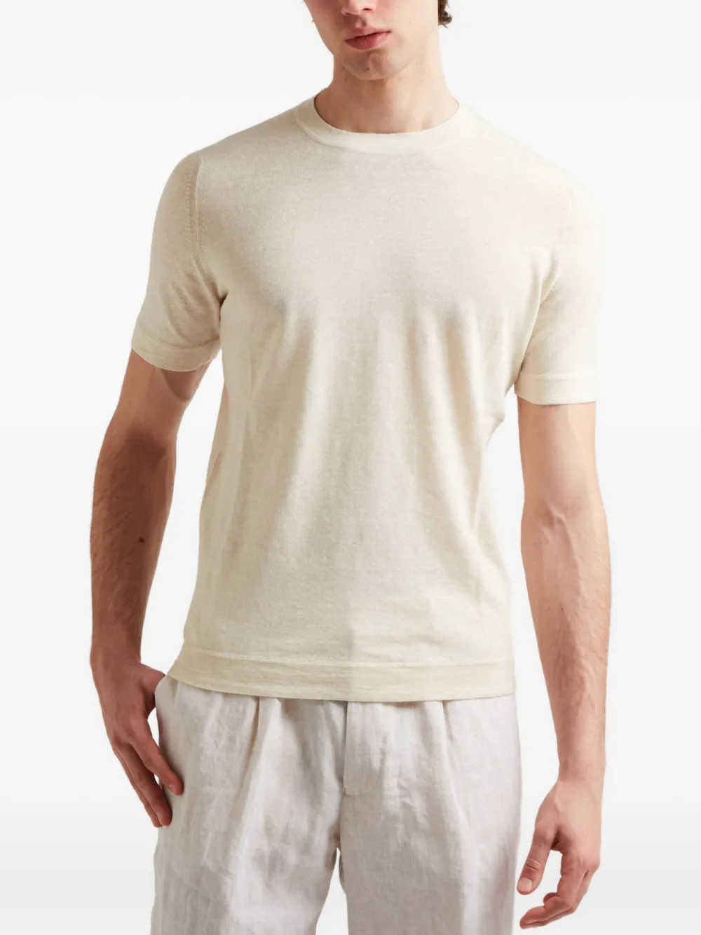 Brunello Cucinelli Gebreid T-shirt Beige