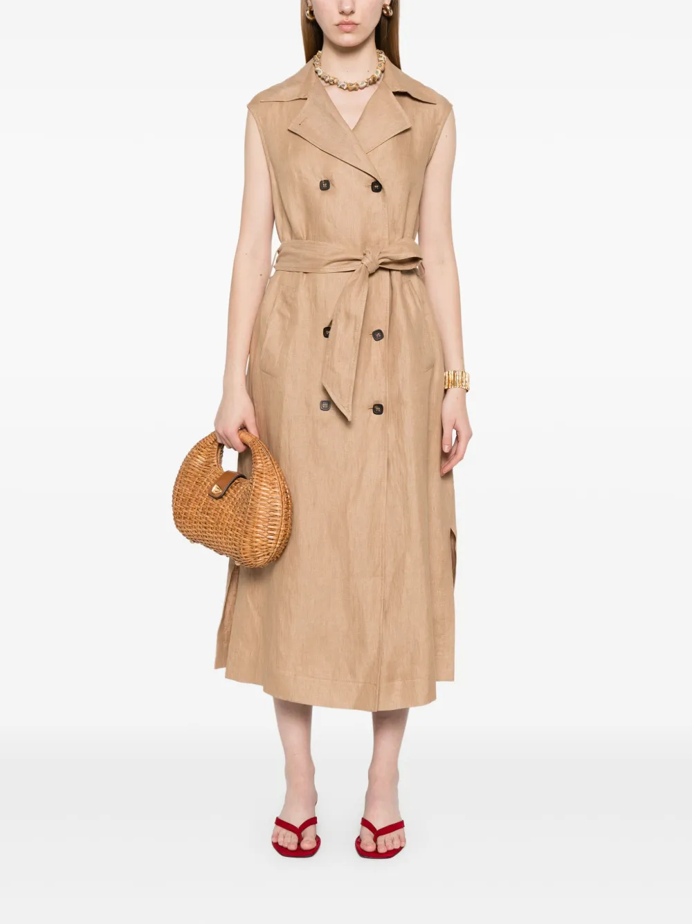 Glanshirt Ginnie midi-jurk - Bruin