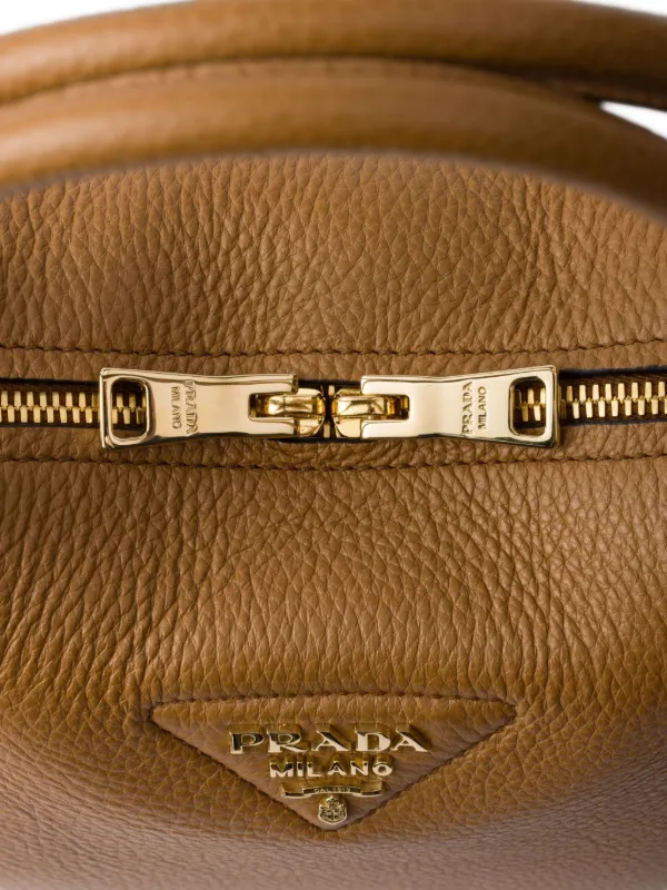 Prada Small Leather Tote Bag | Brown | FARFETCH PL