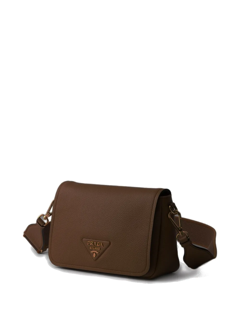 Prada Daino Flap Soft Leather Crossbody Bag In Brown