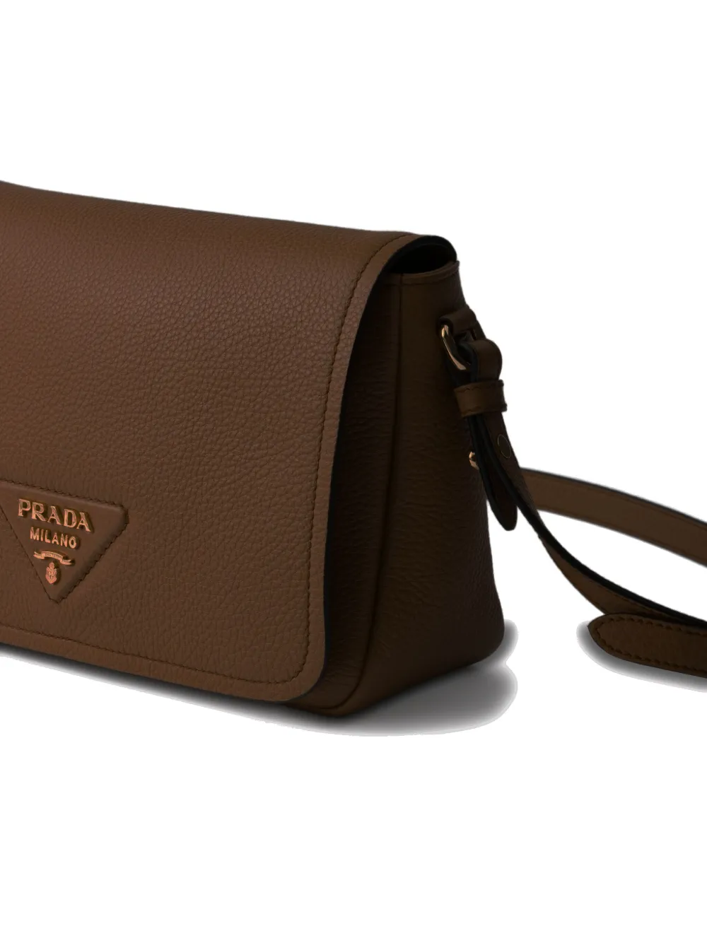 Prada Daino Flap Soft Leather Crossbody Bag In Brown