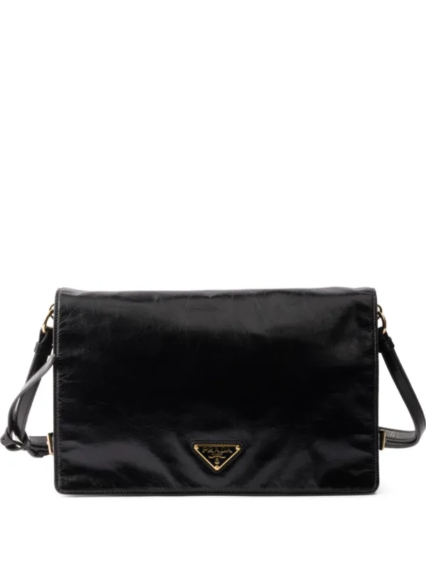 Prada レザー ショルダーバッグ | ブラック | FARFETCH JP