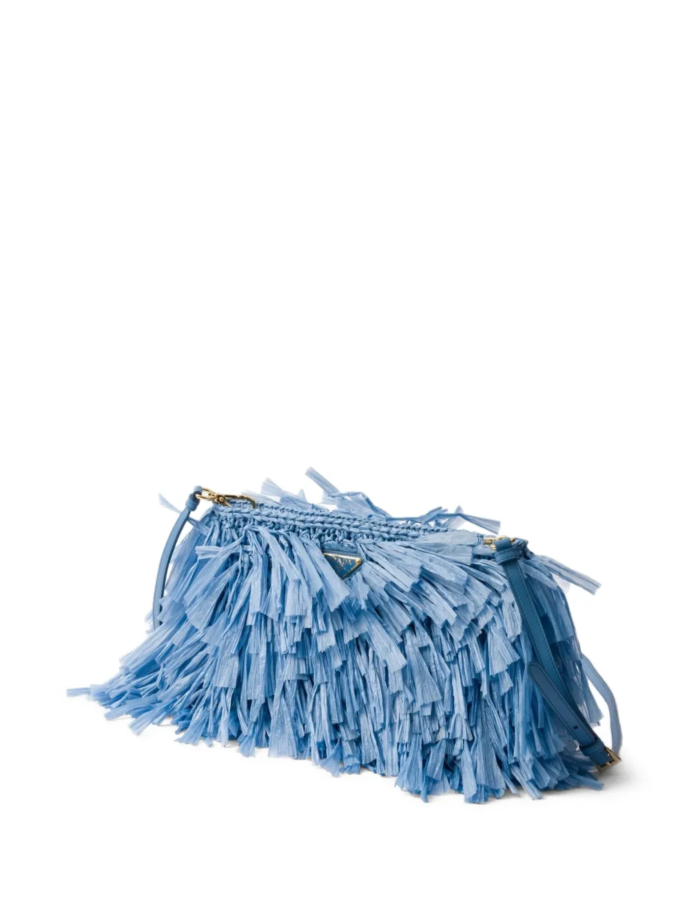 Prada Medium clutch met franje Blauw