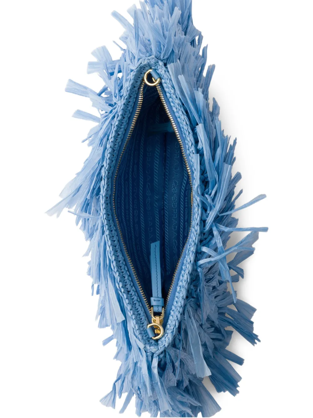 Prada Medium clutch met franje Blauw