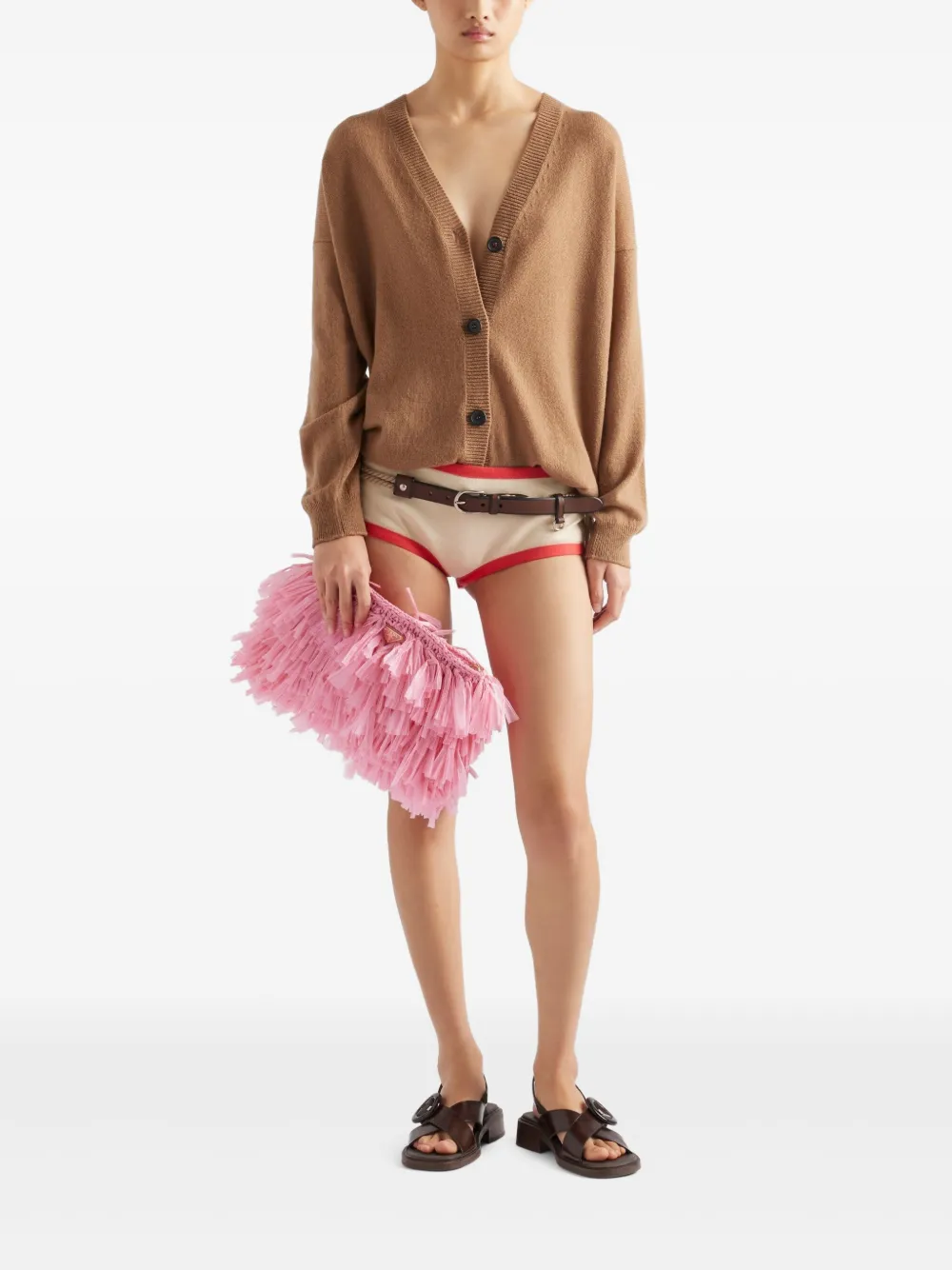 Prada Medium clutch met franje - Roze