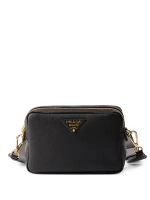 Prada Small Leather Shoulder Bag | Black | FARFETCH