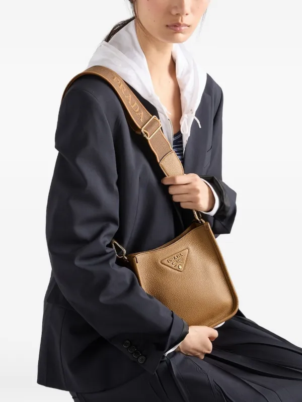 Prada レザー ショルダーバッグ | ブラウン | FARFETCH JP